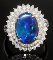 Platinum 4.02 ct Black Opal & VS Diamond Ring