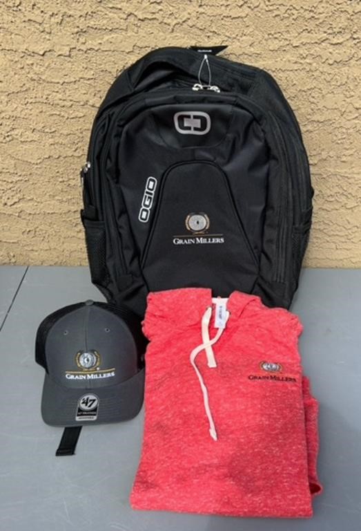 Grain Millers NEW Ogio Backpack, Sweater and Hat