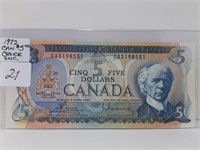 1972 Choice Uncirculated Canada $5 Bill