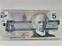 1986 Canada $5 Bill