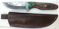 Real Damascus steel knife with sheath