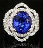 18kt Gold 11.27 ct Sapphire & Diamond Ring