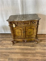 Marble Top Painted Entry Cabinet