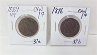 1859 and 1876 Canada Big Pennies