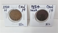 1882 H and 1884 Obs2 Canada Big Pennies