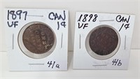 1897 and 1898 Very Fine Canada Big Pennies