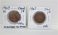 1907 H Harder to Find & 1907 Canada Big Pennies.