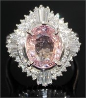 Platinum 4.48 ct GIA Pink Sapphire & Diamond Ring