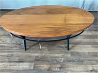 Oval Wood and Black Coffee Table