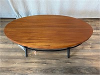 Oval Wood and Black Coffee Table