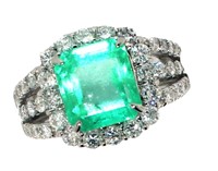 Platinum 4.50 ct Emerald & Diamond Ring
