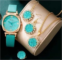 Women Fashion Luxury Quartz Watch jewelry set