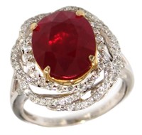 14kt Gold 5.99 ct Oval Ruby & Diamond Ring