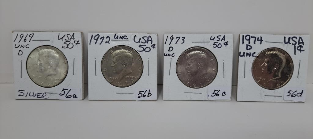 Group of 4 Uncirculated USA Kennedy 50 Cent