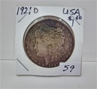 1921 D USA Morgan Silver Dollar