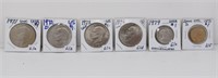 Group of 6 USA Uncirculated Dollars. Coins are