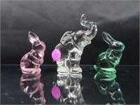 Fenton Glass Rabbits and Elephant