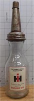 International harvester engine oil glass jar with