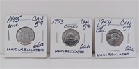 1945, 1953 and 1954 Choice Uncirculated Canada