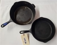 (2) Cast Iron Skillets, Unmarked