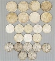 Eight 1921 U.S. silver dollars, eight 1964 Kennedy