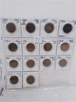 Page of 16 Canadian Large Cents Starting with