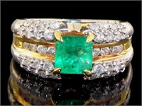 Platinum/Gold 2.20 ct Emerald & Diamond Ring