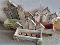 (3) Wooden Birdhouse Style Planters