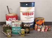 Group of advertising cans including Sinclair 2