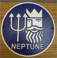 Cast iron Neptune round sign