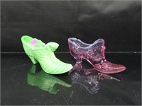 Lot of (2) Fenton Glass Shoes