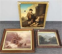 3 framed oil paintings on canvas - 22" x 29"
