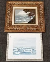 2 vintage signed original paintings including oil