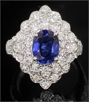 14kt Gold 3.08 ct Sapphire Diamond Ring
