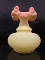 Fenton Glass Yellow Custard Rose Vase