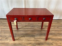 Primitive Red 3 Drawer Console Table