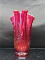 Fenton Glass Red Carnival Cactus Vase