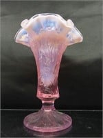 Fenton Glass Pink Opalescent Daffodil Vase