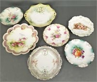 7 RS Prussia signed trays / plates - 12" largest
