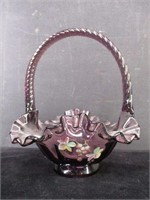 Fenton Glass Purple Ruffled Basket