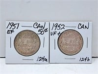 1951 (EXTREMELY FINE), 1952 (VERY FINE) CANADA 50