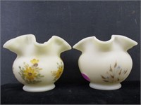 Lot of (2) Satin HP Fenton Glass Vases