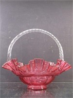 Fenton Glass Ruffled Cranberry Basket
