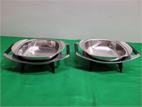 Two Stainless Steel Dishes with Sterno Trays