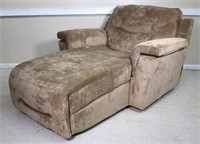 Beige Upholstered Power-Reclining Chaise Lounge
