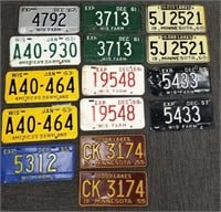 Group of 15 vintage license plates - 1950's - 60's