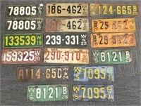 Group of early Wisconsin license plates - 1917 -