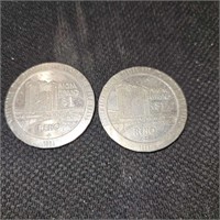 2 mgm $1 token 1982& 1984