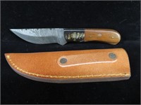7.75" Damascus Knife with Case