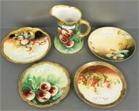 5 pieces of hand painted Limoge porcelain